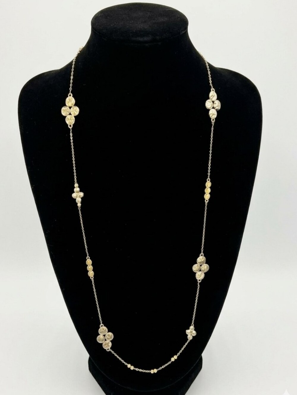 J. Jill Long Mixed Metal Gold & Silvertone Cluster Circle Necklace NWT $39